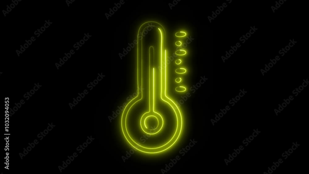 Glowing Measuring Thermometer Icon in HD Video Neon Animation – Temperature and Health Symbol on Black Background Glowing Measuring Thermometer Icon in HD Video Neon Animation – Temperature and Health Symbol on Black Background