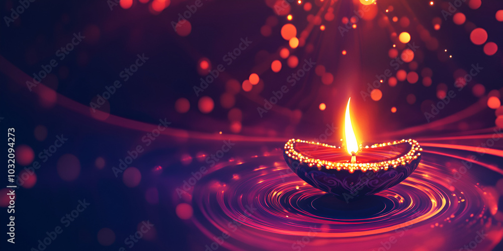 Diwali Candle on Vibrant Decorative Background Diwali Candle on Vibrant Decorative Background