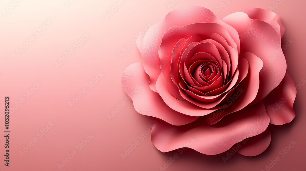 Rose flower logo 3d vector papercut Rose flower logo 3d vector papercut