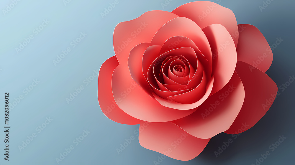 Rose flower logo 3d vector papercut Rose flower logo 3d vector papercut