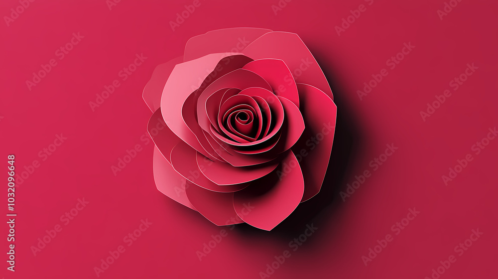 Rose flower logo 3d vector papercut Rose flower logo 3d vector papercut