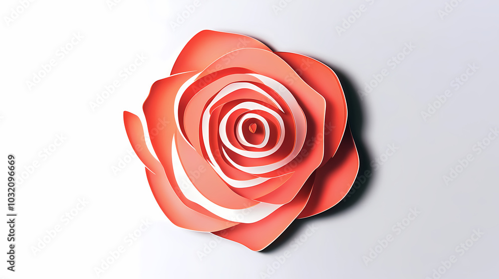 Rose flower logo 3d vector papercut Rose flower logo 3d vector papercut