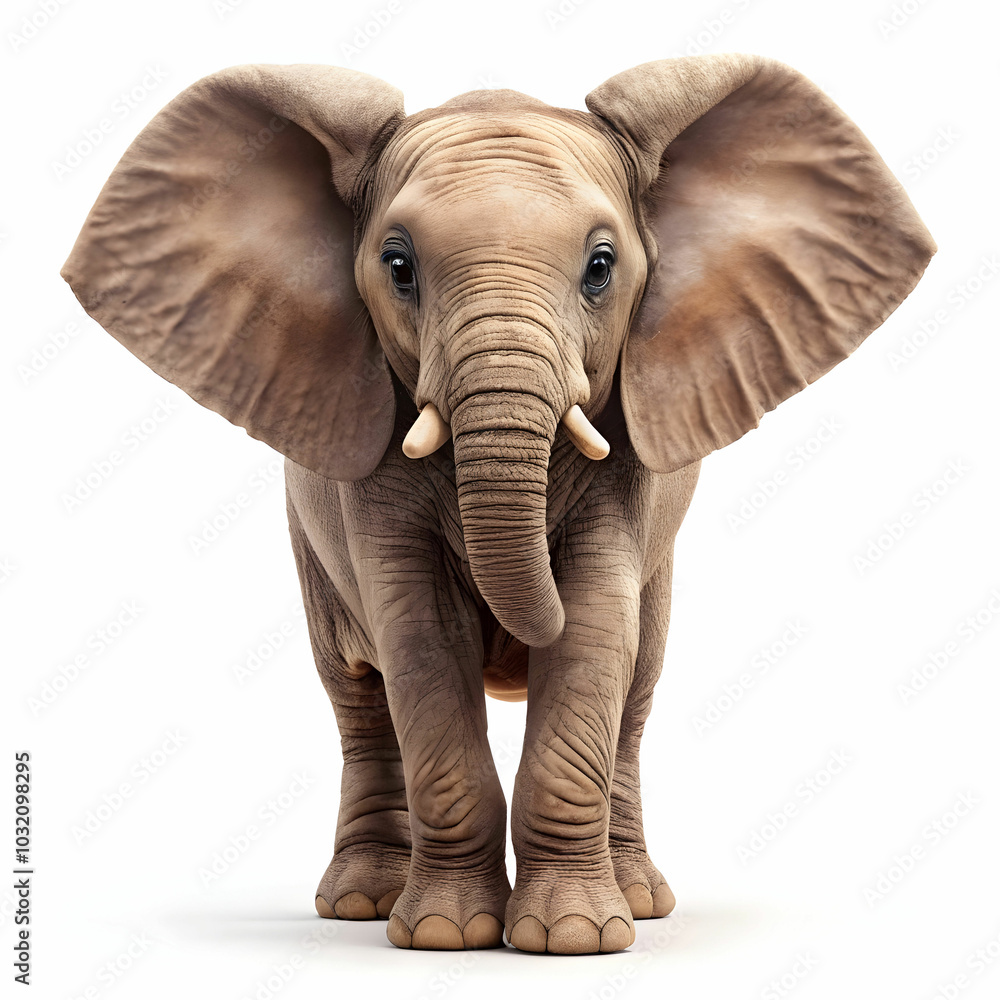 Fototapeta premium A cute elephant isolated in a studio setting,