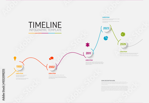 Obraz na płótnie Multipurpose timeline infographic template with five milestones on the path graph w salonie