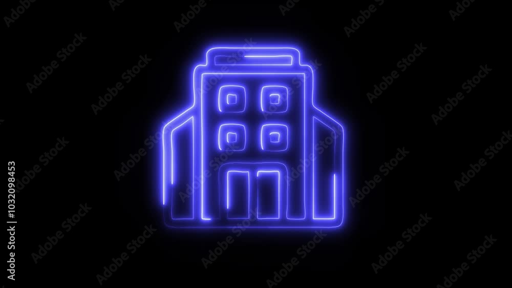 Glowing Office Building Icon in HD Video Neon Animation – Business and Architecture Symbol on Black Background Glowing Office Building Icon in HD Video Neon Animation – Business and Architecture Symbol on Black Background