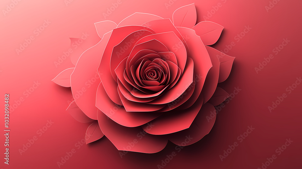 Rose flower logo 3d vector papercut Rose flower logo 3d vector papercut