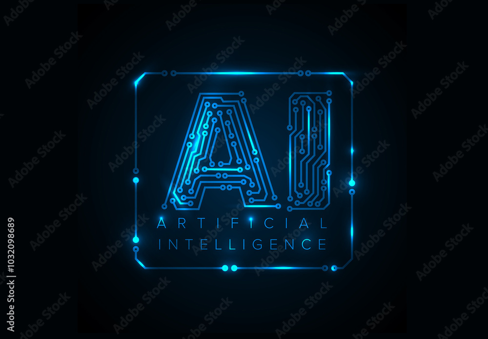 Ai artificial intelligence concept illustration social media banner header template