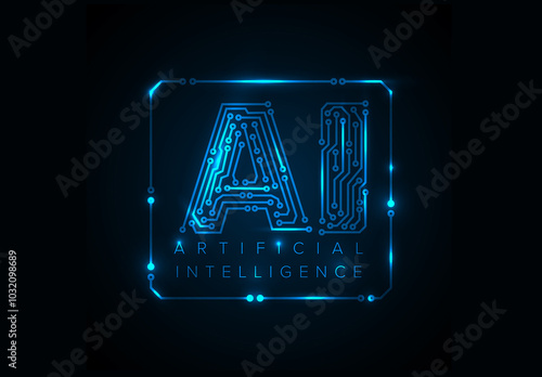 Obraz na płótnie Ai artificial intelligence concept illustration social media banner header template w salonie