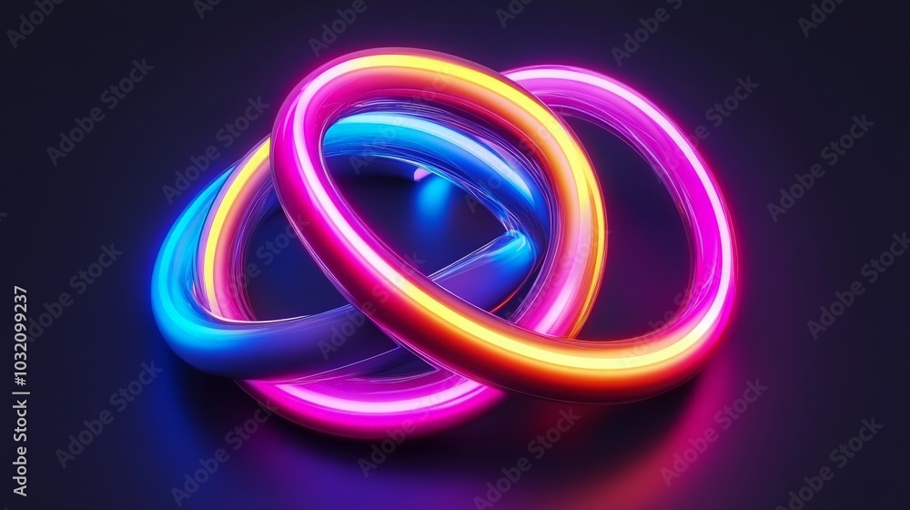 Interlocking Neon Rings in Dark Space Interlocking Neon Rings in Dark Space