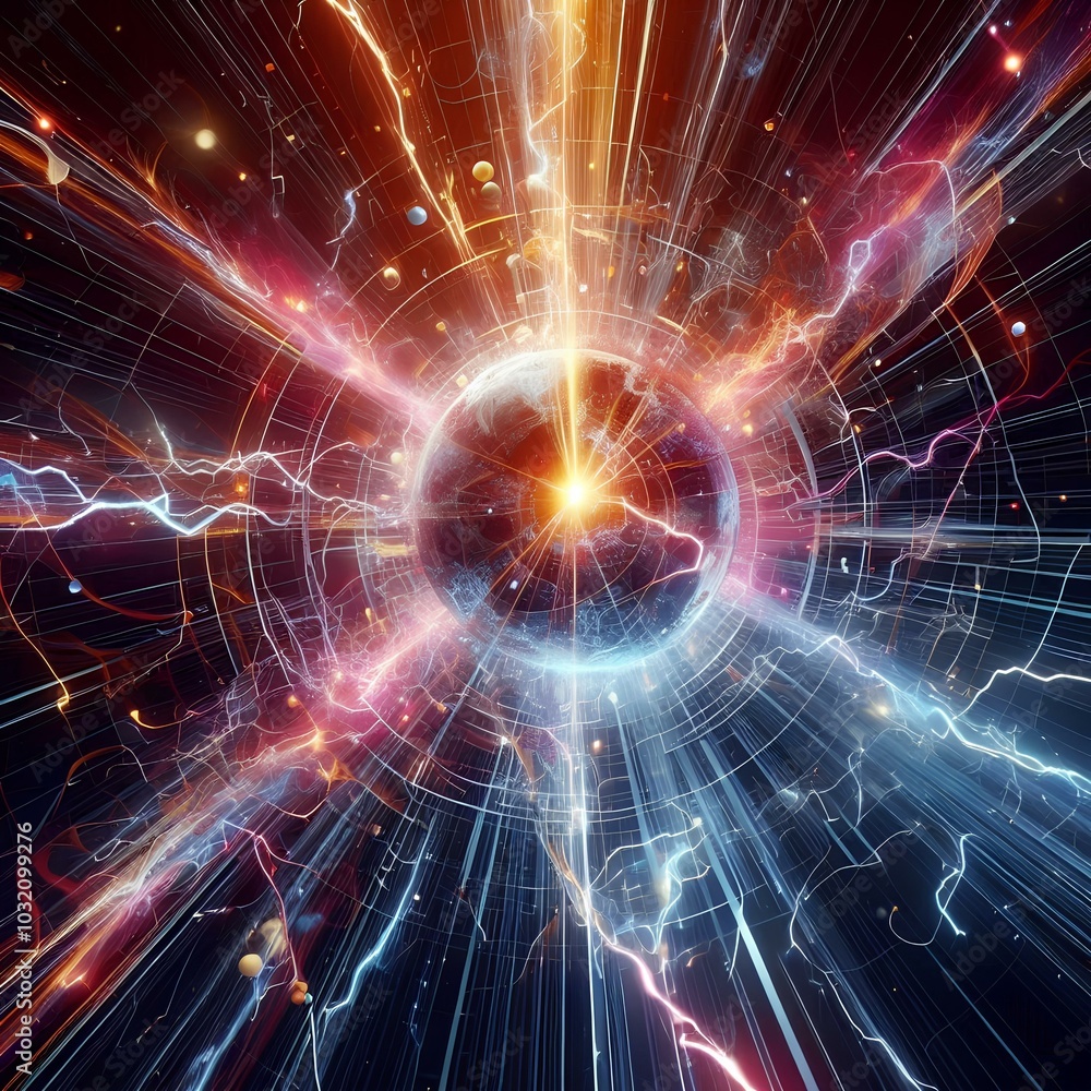 Obraz premium abstract amazing lightning strike, anime background.