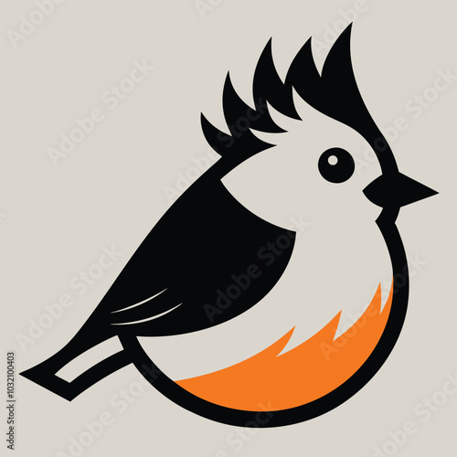 Solid color Tufted Titmouse animal vector design