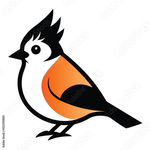 Solid color Tufted Titmouse animal vector design