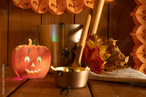 Halloween concept in wellness and sauna photo