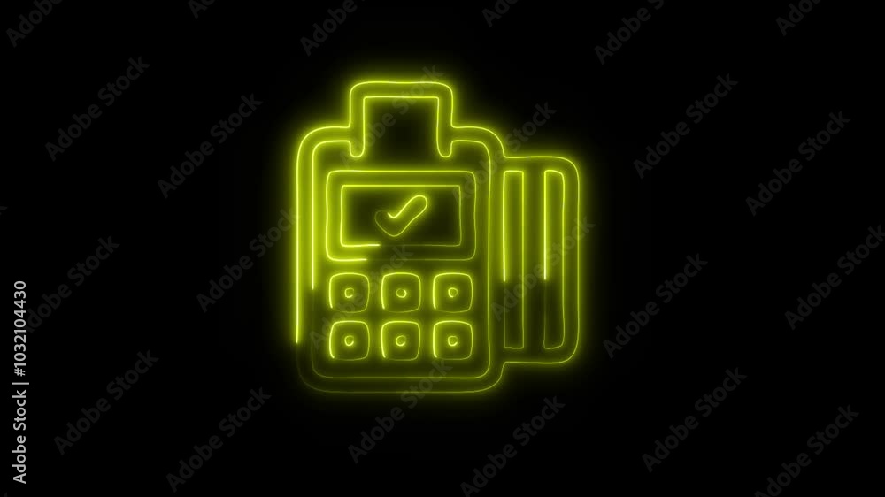 Glowing Payment Machine Icon in HD Video Neon Animation – Transaction and Payment Symbol on Black Background Glowing Payment Machine Icon in HD Video Neon Animation – Transaction and Payment Symbol on Black Background