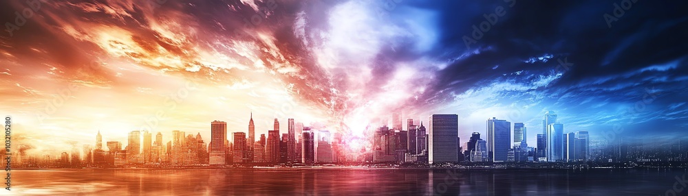 Obraz premium Cityscape with dramatic sky
