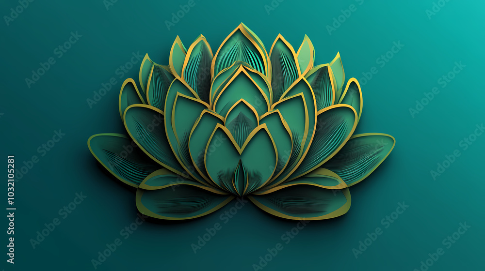 Lotus flower logo 3d vector papercut Lotus flower logo 3d vector papercut