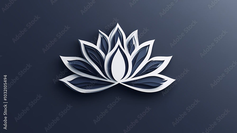 Lotus flower logo 3d vector papercut Lotus flower logo 3d vector papercut