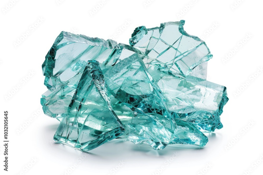 A pile of shattered glass on a white background A pile of shattered glass on a white background