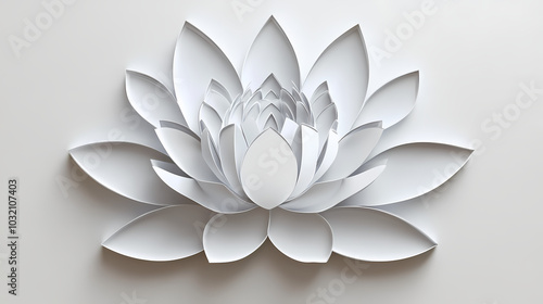 Lotus flower logo 3d vector papercut