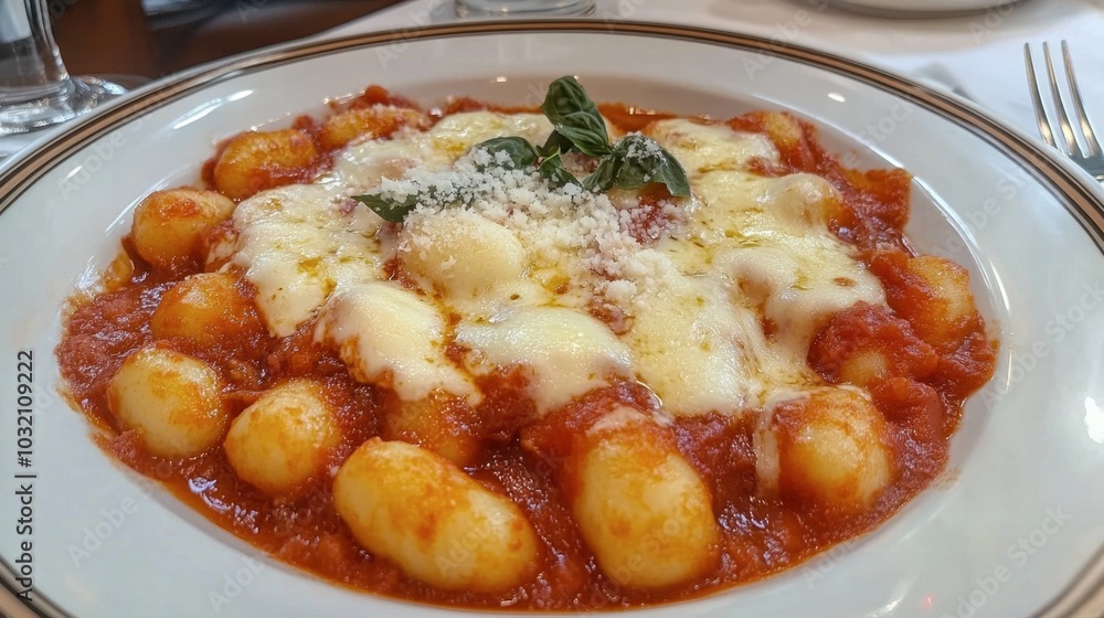 Delicious Gnocchi in Tomato Sauce and Cheese Delicious Gnocchi in Tomato Sauce and Cheese