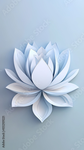 Lotus flower logo 3d vector papercut