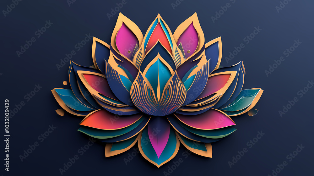 Lotus flower logo 3d vector papercut Lotus flower logo 3d vector papercut