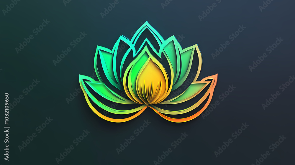 Lotus flower logo 3d vector papercut Lotus flower logo 3d vector papercut