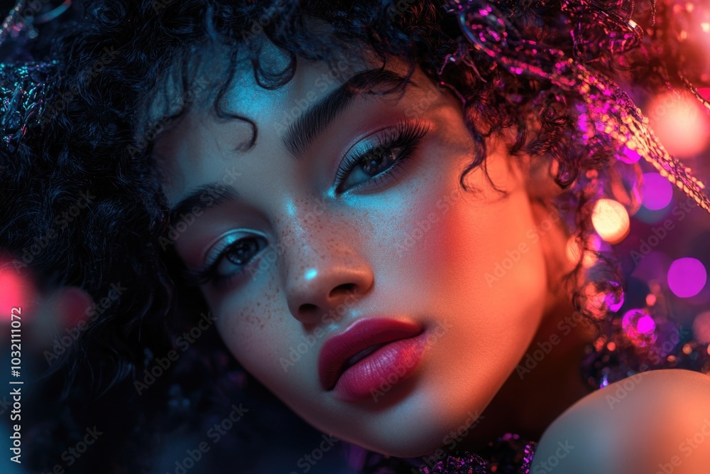 A close-up view of a woman wearing a necklace A close-up view of a woman wearing a necklace