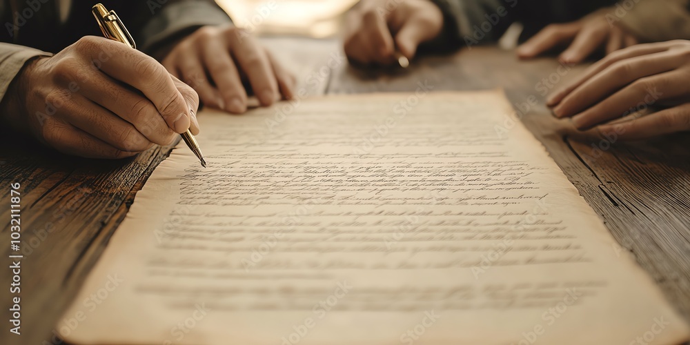 Naklejka premium Vintage Pen on Aged Document