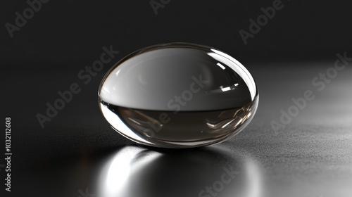 A close-up view of a glass ball on a table, reflecting light and showcasing its delicate shape