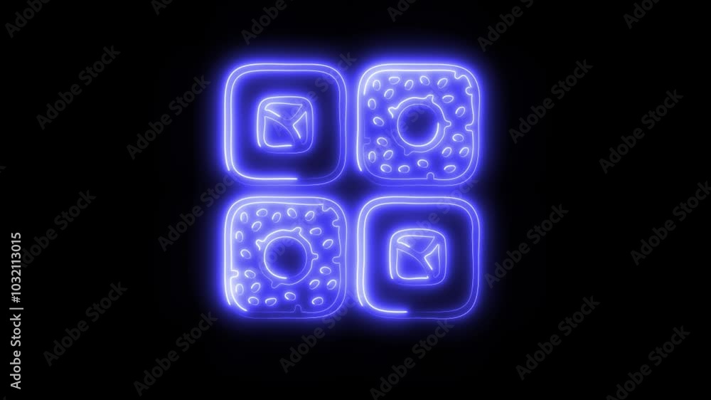 Glowing Roll Fish Icon in HD Video Neon Animation – Seafood and Culinary Symbol on Black Background Glowing Roll Fish Icon in HD Video Neon Animation – Seafood and Culinary Symbol on Black Background