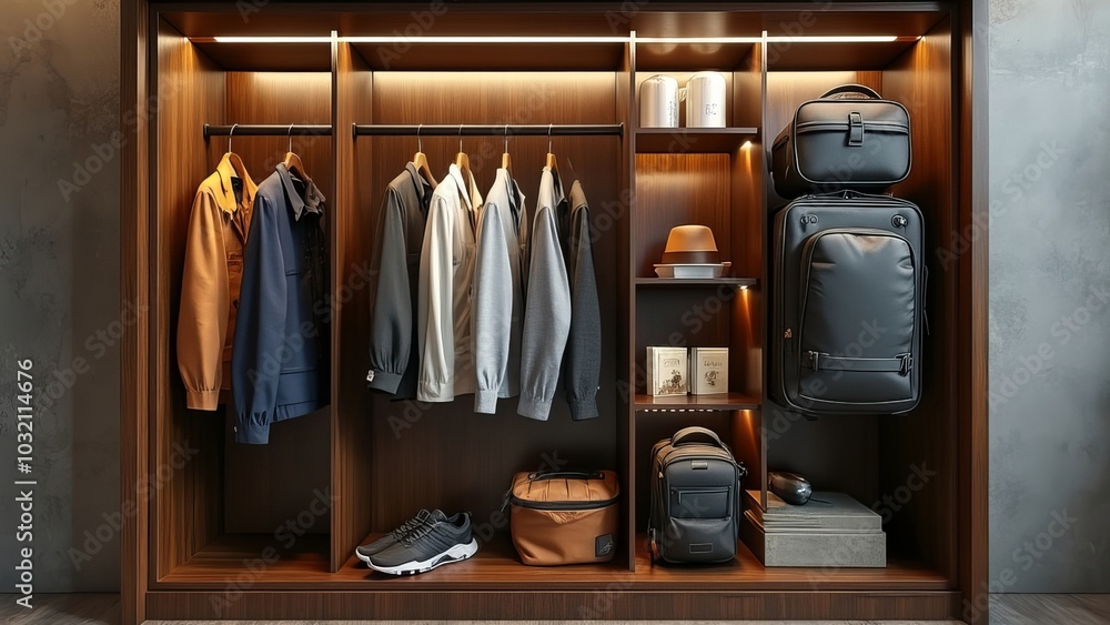 Travel locker, wardrobe with clothes Travel locker, wardrobe with clothes