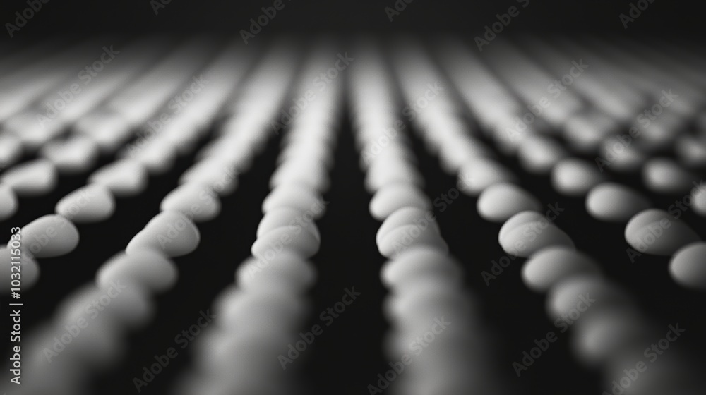 Obraz premium Linear Arrangement of Uniform Dots, a series of small identical circles aligned in a straight path, creating a minimalist visual impact