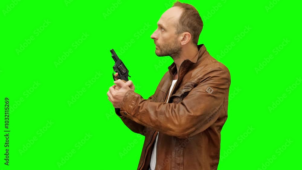 Close-up of a detective's eyes as he intently scans his surroundings, searching for clues or threats. His focused gaze and subtle facial expressions convey alertness and suspicion. Green screen Close-up of a detective's eyes as he intently scans his surroundings, searching for clues or threats. His focused gaze and subtle facial expressions convey alertness and suspicion. Green screen