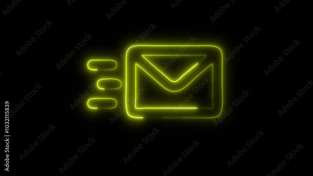 Glowing Send Mail Icon in HD Video Neon Animation – Communication and Messaging Symbol on Black Background Glowing Send Mail Icon in HD Video Neon Animation – Communication and Messaging Symbol on Black Background