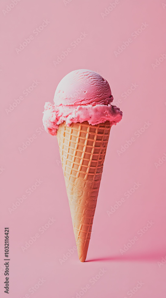 Minimalist Ice Cream Advertisement, simple design showcasing ice cream on plain background, vibrant colors emphasize product appeal Minimalist Ice Cream Advertisement, simple design showcasing ice cream on plain background, vibrant colors emphasize product appeal