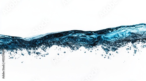 Blue Water Splash with Air Bubbles