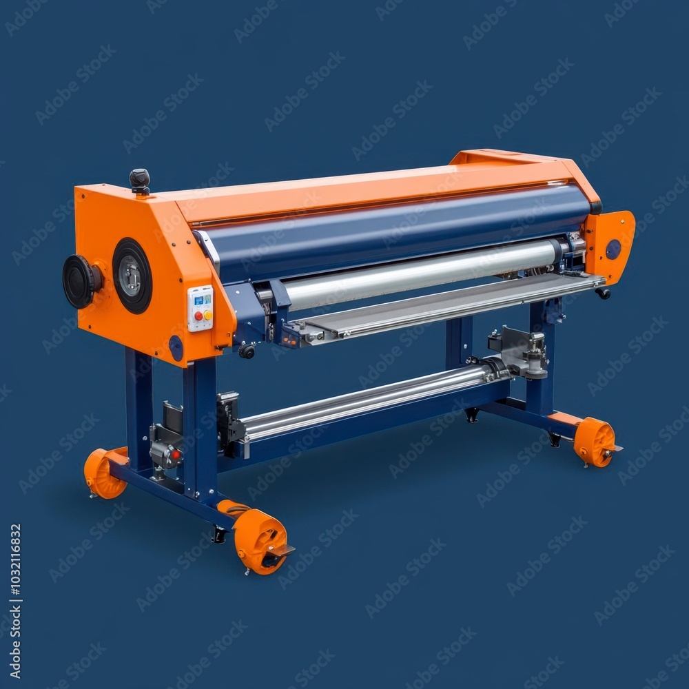 Industrial machine with a roller system and a metal frame Industrial machine with a roller system and a metal frame