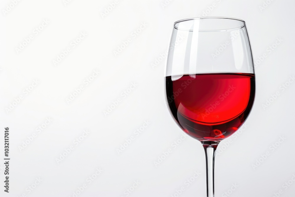 A glass of red wine sits on a table, ready for drinking or serving