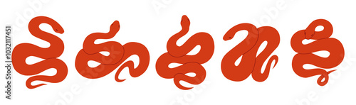 Wallpaper Mural Red snakes set. Hand drawn vector illustration for Chinese lunar 2025 New year. Torontodigital.ca