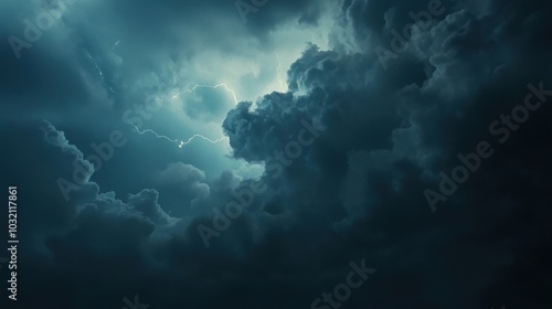 Lightning Strikes Through Dark Clouds