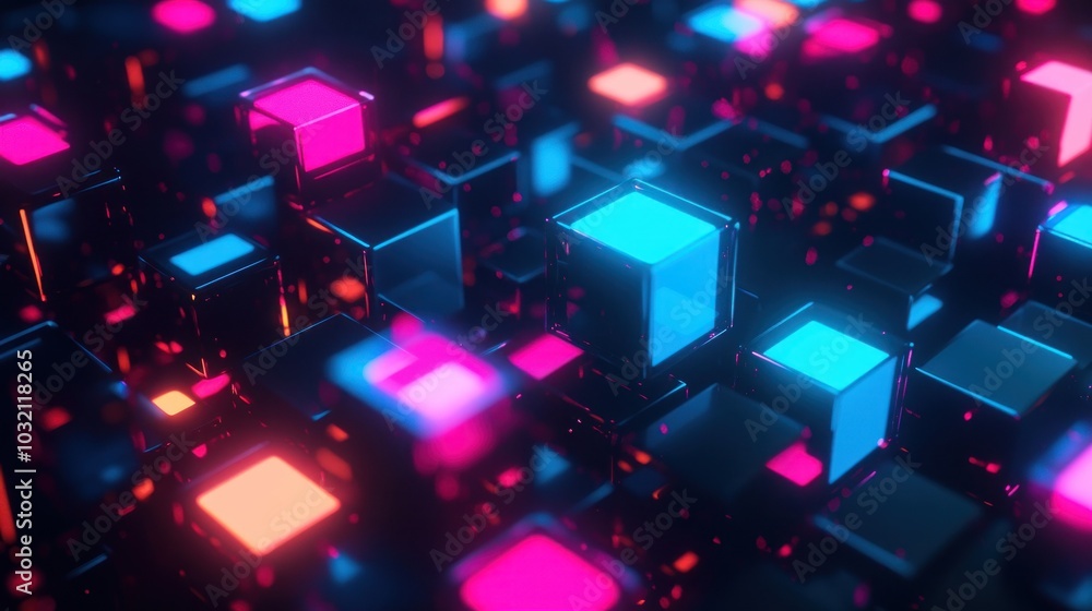 Abstract Neon Cubes Background Abstract Neon Cubes Background