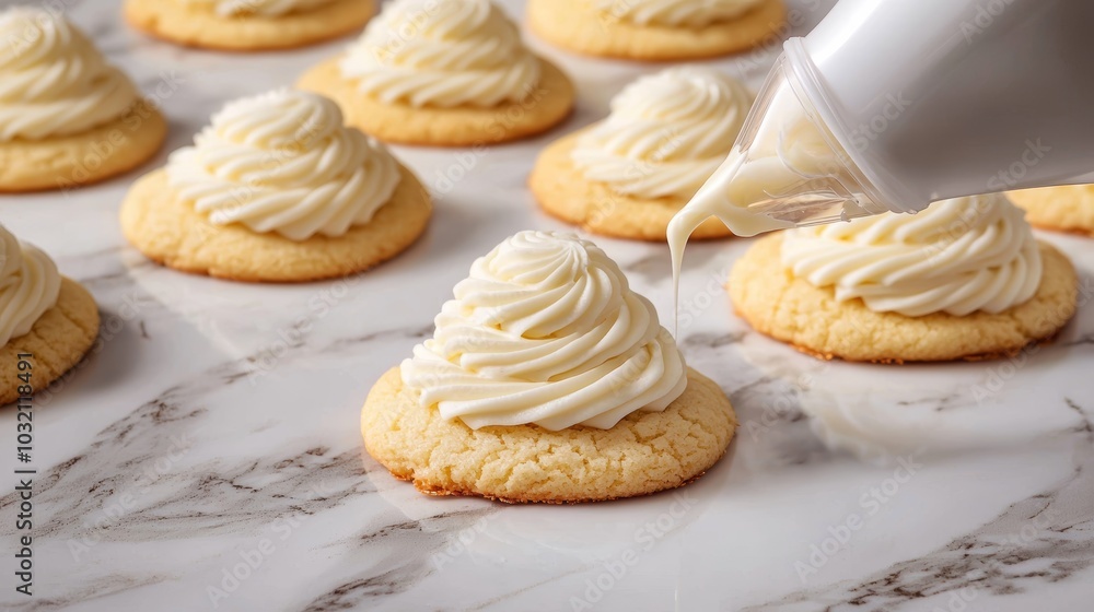 Decorating Cookies with Royal Icing in Piping Bag Decorating Cookies with Royal Icing in Piping Bag