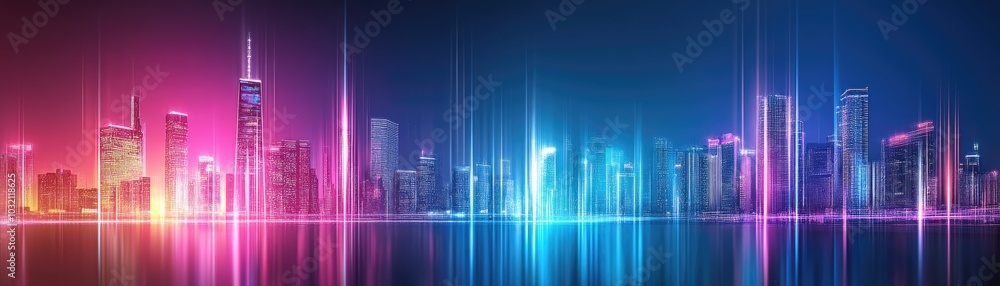 Neonlit Cyberpunk City Skyline at Night Neonlit Cyberpunk City Skyline at Night