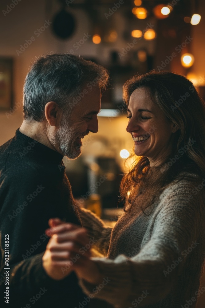 A pair of people enjoying a romantic dance moment