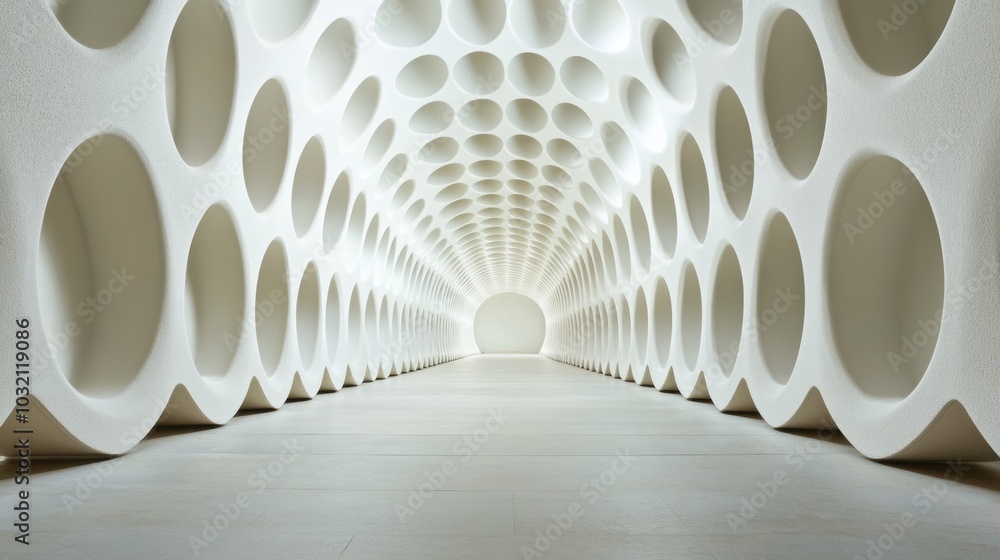 Obraz premium Symmetrical Arrangement of Empty Circles, a series of uniform small circles aligned in a precise, orderly fashion, creating a minimalist visual impact