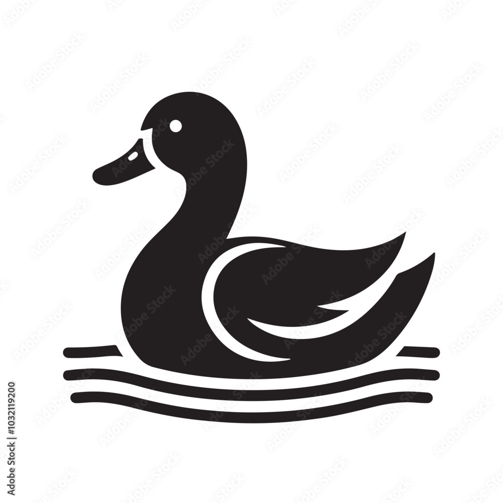 Black and White Duck Silhouette Swimming Icon.eps Black and White Duck Silhouette Swimming Icon.eps