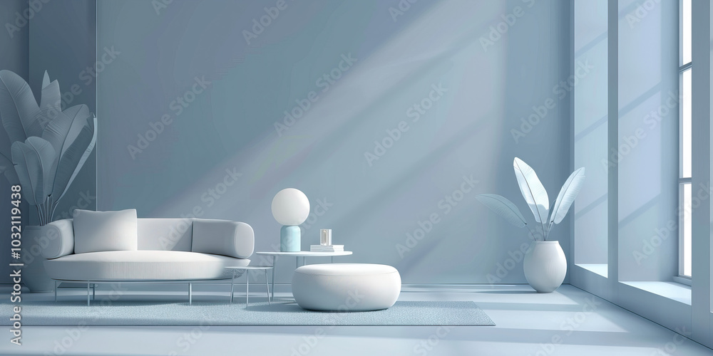 A calm blue-gray abstract background for a stress management clinic, with modern furniture and soothing colors to promote relaxation. A calm blue-gray abstract background for a stress management clinic, with modern furniture and soothing colors to promote relaxation.
