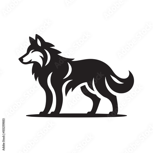 Wolf Silhouette Standing Proudly in Black.eps