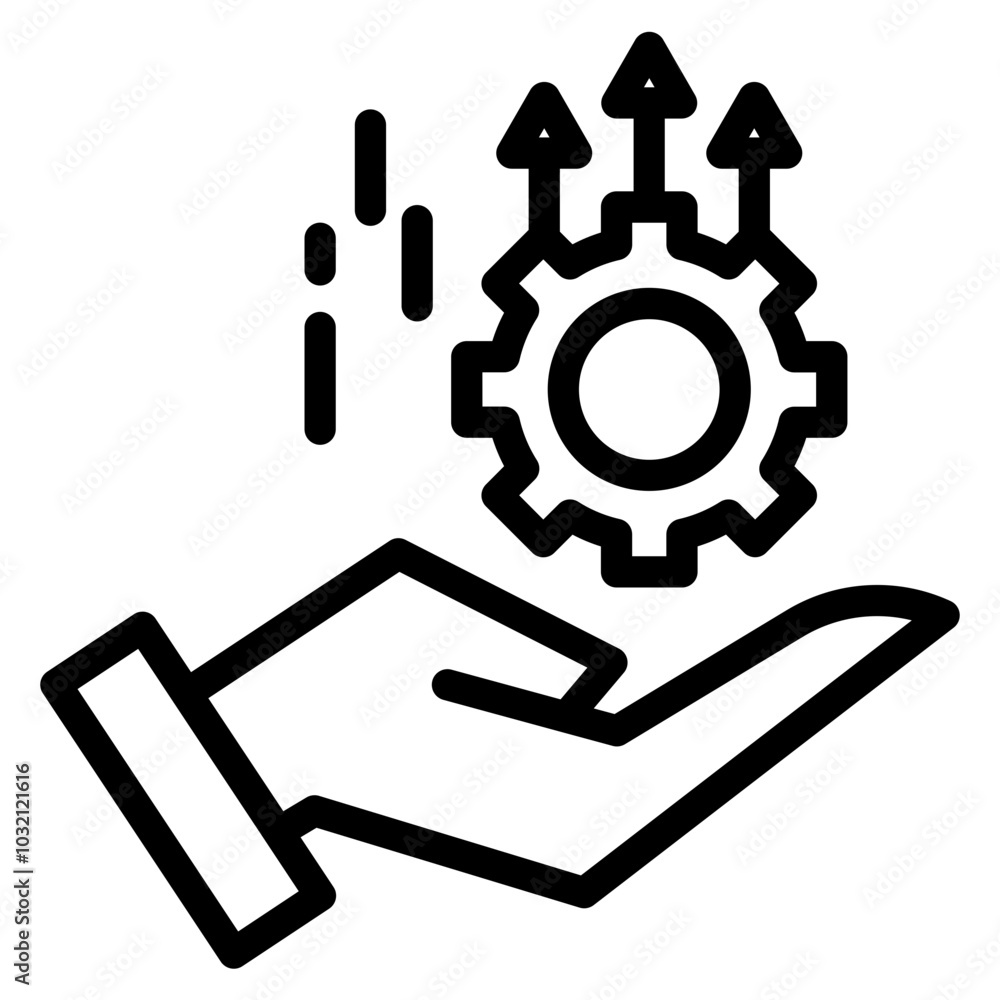 Hand holding a gear. Vector icon. Hand holding a gear. Vector icon.